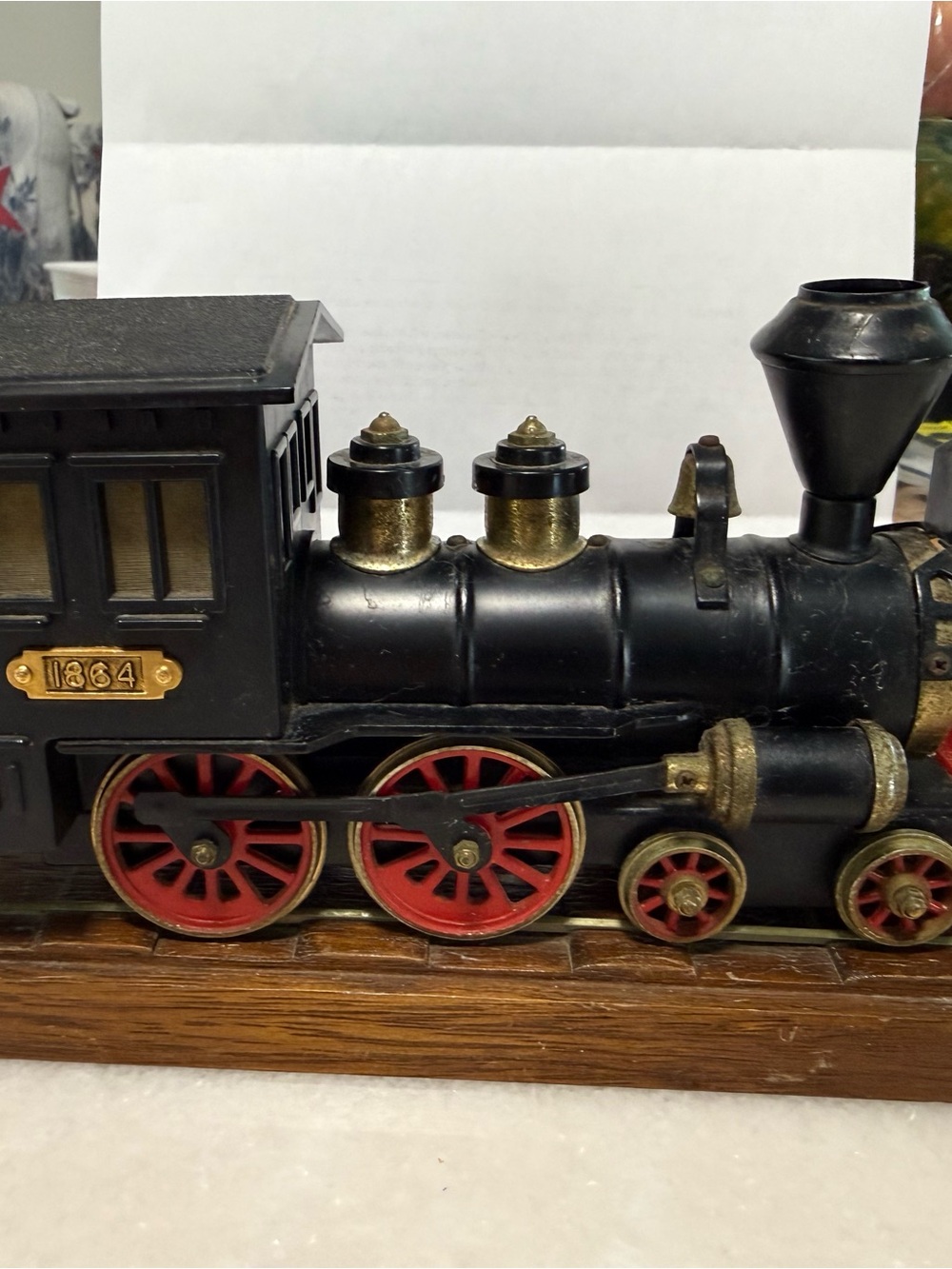 Black and Red Vintage-Style Toy Train Locomotive - Kids Toy